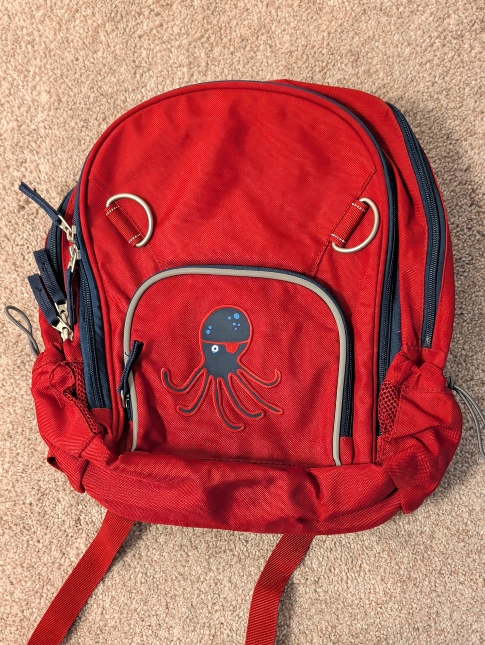 Pottery Barn Kids Red Boy's Red Backpack with Octopus Accent Preschool